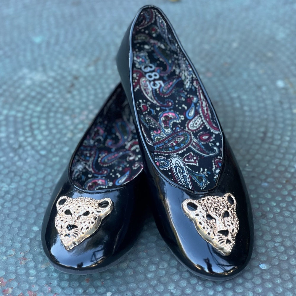 385 Fifth Patent Leather Leopard Embellished Ballet Flats – Size 7.5 - Picture 6 of 6